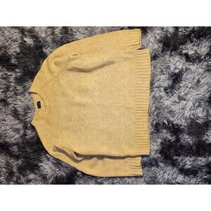 GH Bass & Co Mens Wool Blend Sweater Large Tan Cream Brown Grandpa Cosby Style